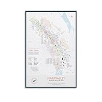 Napa Valley Wineries Visitor Map, Wine Tasting Tours, Explore Napa Valley Wine Region Canvas Poster Wall Art Decor Print Picture Paintings for Living Room Bedroom Decoration 08x12inch(20x30cm)