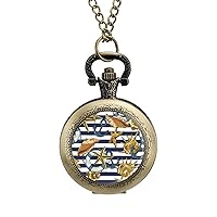 Summer Sea Shells Anchor Lifeline Vintage Pocket Watch Arabic Numerals Scale Quartz with Chain Christmas Birthday Gifts