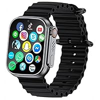 T800 Ultra Biggest Display Smart Watch with Bluetooth Calling Smart Watch Wireless Magnetic Charger Fitness Hd Display Smartwatch (Free Size) (Black)