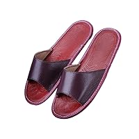 Cowhide Leather Home Slippers Female Male Summer Spring Fall Indoor Breathable Anti-Skid Odor-Proof Bedroom Summer Cool Slippers