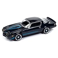 1979 Chevy Z28 Dark Blue Metallic with Light Blue Stripes Pony Power Limited Edition to 2496 Pieces Worldwide 1/64 Diecast Model Car by Auto World AWSP155