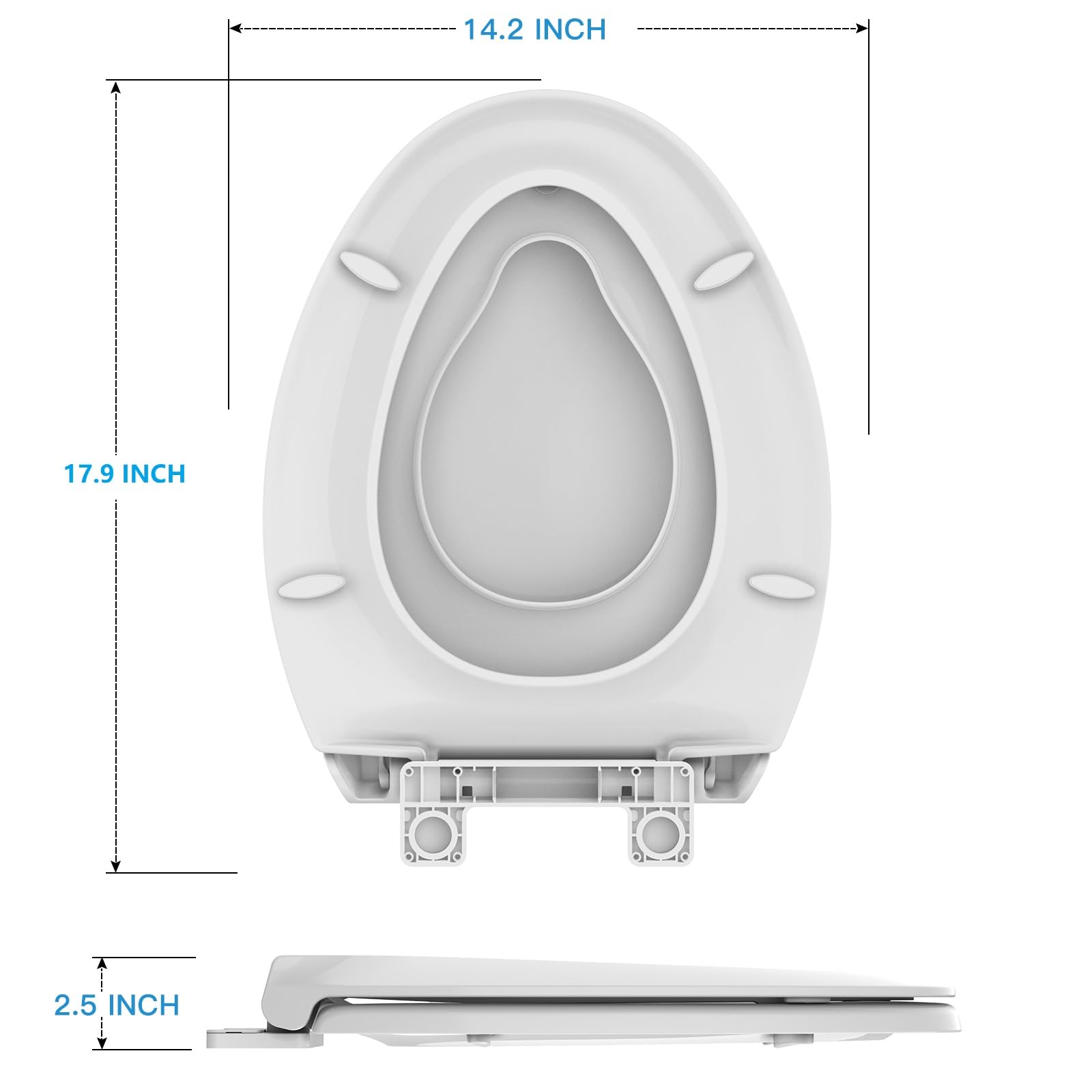Toilet Seat, Elongated Toilet Seat with Toddler Seat Built in, Potty Training Toilet Seat Elongated Fits Both Adult and Child, with Slow Close and Magnets- Elongated