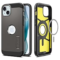 Spigen Magnetic Tough Armor MagFit Designed for iPhone 15 Case, [Military-Grade Protection] [Kickstand] Compatible with MagSafe (2023) - Gunmetal