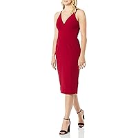 Dress the Population Women's Lyla Solid Sleeveless Fitted Midi Sheath Dress