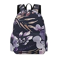Watercolor Giant Flowers Blue Backpack Lightweight Laptop Backpack Business Bag Casual Shoulder Bags Daypack for Women Men