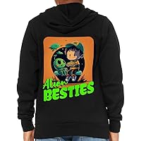 Cute Alien Back Print Kids' Full-Zip Hoodie - Funny Hooded Sweatshirt - Graphic Kids' Hoodie