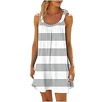 Summer Scoop Neck Tank Tunic Dresses Women Color Block Sleeveless Mini Dress 2024 Casual Loose Fit Beach Sundress