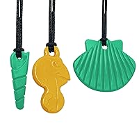 TalkTools Sensory Chew Necklace - Teething and Biting Chewelry, Helps Reduce Anxiety for Kids and Adults with ADHD and Autism. Chewing Pendant for Boys and Girls Pack of 3