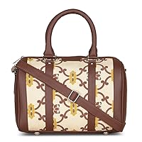 Women's Handcrafted Off White Printed Handbag for Office and College, OFF WHITE