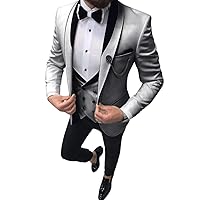 Lovee Tux Men's Suits 3 Piece Prom Tuxedos Shawl Lapel Double Breasted Vest Best Man Suits for Wedding