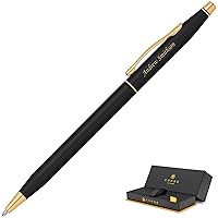 Cross Pens | Engraved Cross Classic Century Ballpoint Finished in Black with Gold Trim. Includes Gift Box for Graduation, Birthday, or Holiday Gift.