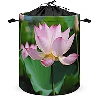 Laundry Hamper Round Laundry Basket with Handles Lotus Laundry Hampers Waterproof Circular Hamper for Bathroom Storage Basket Dirty Clothes Hamper for Dirty Clothes