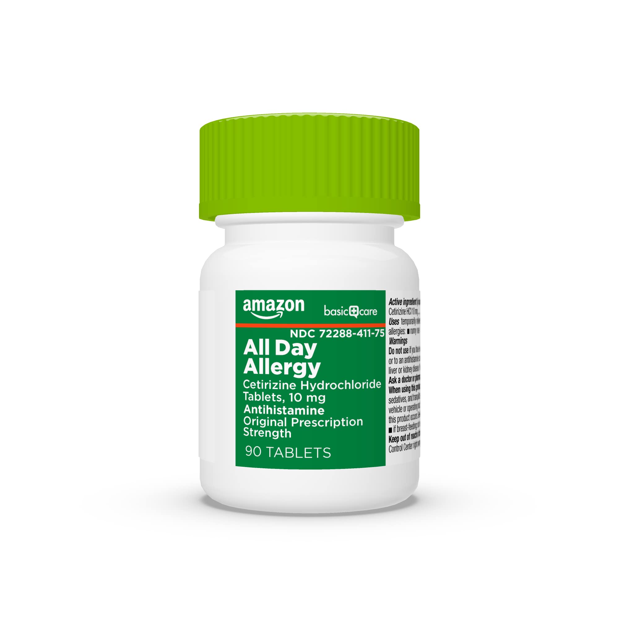 Amazon Basic Care All Day Allergy, Cetirizine Hydrochloride Tablets, 10 mg, Antihistamine, 90 Count