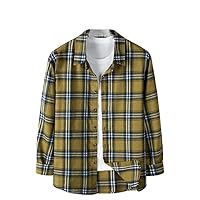 Men' Casual Plaid Button Up Shirt ，Long-Sleeved