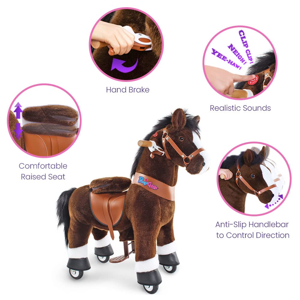 PonyCycle Authentic Ride on Horse Toy Walking Rocking Horses (with Brake/ 36