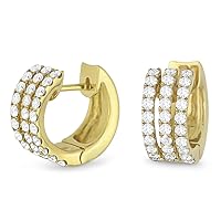 14K Rose Gold .89ct White Diamond Hoop Earrings