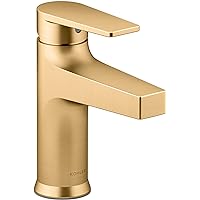 KOHLER 74013-4-2MB Taut Single-Handle Bathroom Sink Faucet, Vibrant Brushed Moderne Brass