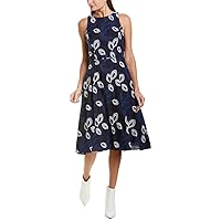 TAHARI Women's Sleeveless Crew Neck Fit and Flare Embroidered Dress