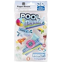 Paper House Productions STDM-0269E 3D Sticker, Pool Party (3-Pack)