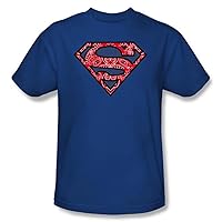Superman Shirt Paisley Shield Logo Adult Royal Blue Tee