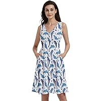 CowCow Womens Sun Dress with Pockets Sharks Cute Sailing Stripes Pattern Stretchy Skater Dress, XS-5XL