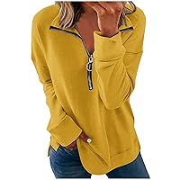Half Zip Sweatshirt Women Printed Blouse Long Sleeve Tops Loose Trendy Athletic Shirt Casual Sweatshirts Pullover