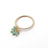Bunch Stone Round Shape Green Amazonite Gold Plated Rings Handmade Gemstone Rings Jewelry