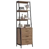 Industrial Bookshelf, Tall Bookcase with 3 Fabric Storage Drawers, Display Standing Shelf Unit for Living Room, Home Office, Vintage Brown