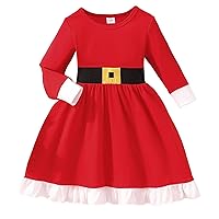 Roses and Dress Toddler Girls Long Sleeve Solid Fall Christmas Dress Dance Party Dresses Kids Clothes Dress Sleeve