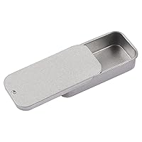 TiaoBug 10pcs Empty Slide Top Rectangular Metal Tin Containers Box for Candies Solid Balm Jewelry Crafts Silver One Size