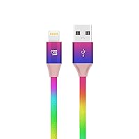 LAX Nylon Braided [Apple MFi Certified] Fast Charger iPhone Lightning Cable, iPhone Cord Compatible with iPhone 14/13 /12/11 Pro Max/XS MAX/XR/XS/X/8/7/6S/6/SE/5S/iPad, iPod & More - 6FT-Rainbow- 2 PK