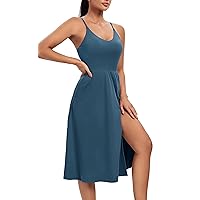 Athletic Dress with Built in Shorts & Bra Adjustable Straps Workout Dress for Tennis Golf Midi Dresses for Women