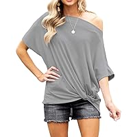 Lacozy Women's Off The Shoulder Tops Summer Casual Short Sleeve T-Shirts Blouse