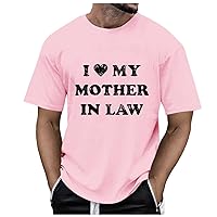 T Shirts for Men Summer Funny Mother's Day Graphic Tees Fashion Loose Festive Short Sleeve Crewneck T Shirt