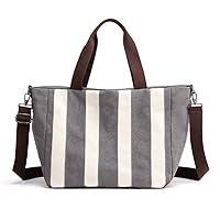 Womens Tote Handbag Canvas Shoulder Purses Casual Hobo Stripe Shopper Bag Work Travel Bag