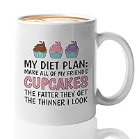 Diet Plan Coffee Mug 11oz White - Make All Of My Friends Cupcakes - Body Goal Weight Exercise Registered Dietitian RD Nutritionist