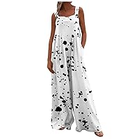 UOFOCO 2024 Summer Vacation Trendy Wide Leg Overalls Beach Jumpsuits for Women Casual Rompers Loose Baggy Jumpers Pants
