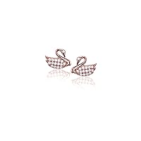 DECADENCE Sterling Silver Multi 3d Micro Pave Stud Earrings for Women and Girls | AAA Cubic Zirconia Cubic Zirconia Diamond | Moon Bear Swan Turtle Elephant Pineapple Heart | Hypoallergenic Studs |