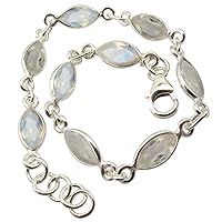 Natural 5 x 10 mm Moonstone Bracelet 20.1 cm 925 Sterling Silver Best Places For Singles Day_AB