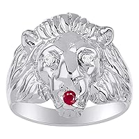 Mens Rings Sterling Silver Lion Head Ring Genuine Diamonds & Precious Stones All Diamond, Emerald, Ruby Or Sapphire Rings For Men Men's Rings Sizes 6,7,8,9,10,11,12,13 Mens Jewelry