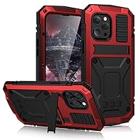 YEXIONGYAN-Full-Body Rugged Armor Shockproof Protective Case for iPhone 14/14 Pro Max/14 Plus Kickstand Aluminum Metal Cover (for iPhone 14Pro Max,red)