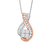 0.50 Cttw Quad Princess-Cut Diamond Twist Slide Pendant Necklace in 10K Two-Tone Gold (I-J/13) 18