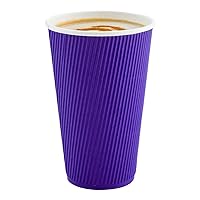 Restaurantware 20 Ounce Ripple Insulated Coffee Cups 250 Double Wall Corrugated Coffee Cups - Matching Lids Sold Separately Secure Grip Royal Purple Paper Ribbed Coffee Cups Sustainable