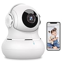 Little Elf Indoor Surveillance Camera, 2K Baby Monitor with Camera with Motion Detection and Noise Detection, 360° WiFi Camera Indoor Surveillance with 2-Way Audio, Night Vision, Pet Camera with App,