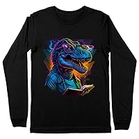 Dinosaur Print Long Sleeve T-Shirt - Funny Design T-Shirt - Cool Long Sleeve Tee Shirt