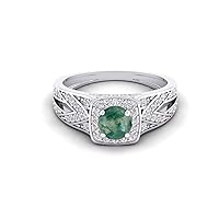MRENITE 10K 14K 18K Gold Halo Round 1 Carat Gemstone Engagement Rings for Women Custom Split Shank Birthstone Promise Anniversary Ring Jewelry Gift for Her