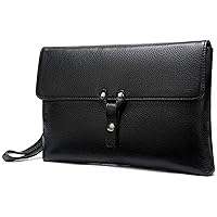 First Layer Cowhide Men'S Hand Large Capacity Leather Wrist Strap Clutch Bag Men'S Business Handbag Black Leather Clutch Bag