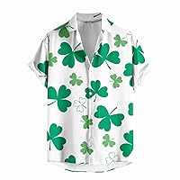 Mens Dress Shirts St Patricks Day Hawaiian Shirt Casual Button Down Beach Collared Dress Tshirts Summer Irish Tops Basic Tees