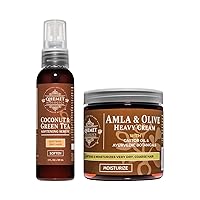 Qhemet Biologics Soften & Moisturize Duo - Includes Coconut & Green Tea Softening Serum & Amla & Olive Heavy Cream - 2-Piece Haircare Set to Soften, Moisturize and Hydrate 3C-4C Hair