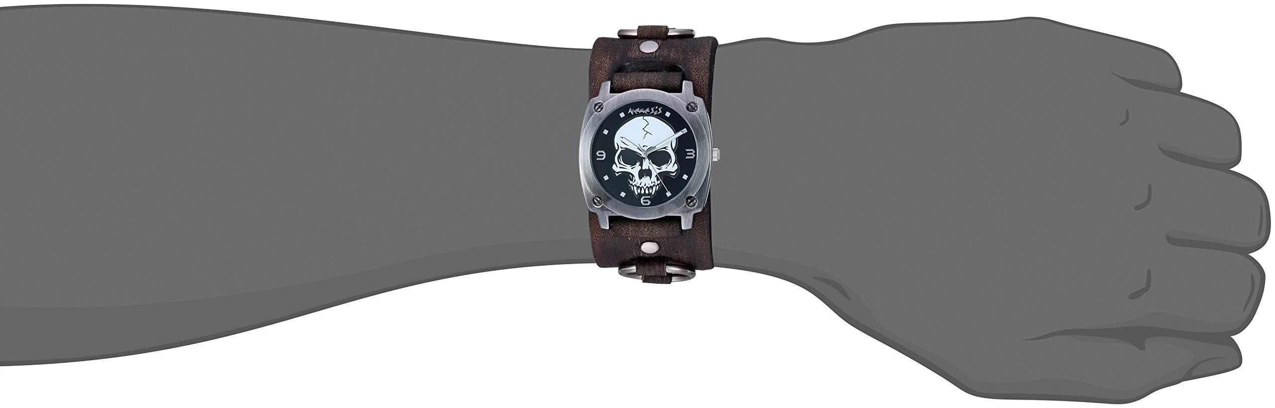 Nemesis Unisex KDFRB926K Heavy Skull Analog Display Black Watch